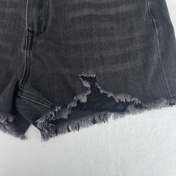 KanCan‎ Womens Frayed Hem Black Denim Shorts Faded Shark Bite Size 11/29 - Picture 4 of 10